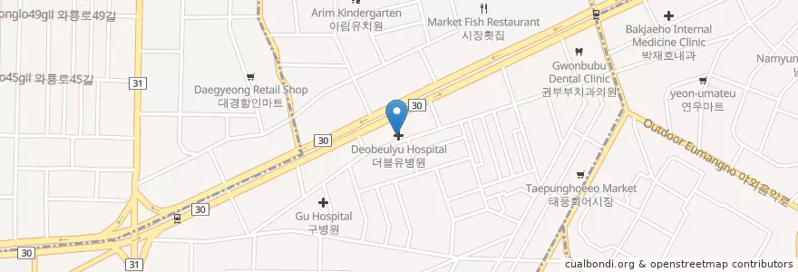 Mapa de ubicacion de 더블유병원 en Korea Selatan, Daegu, 달서구, 감삼동.