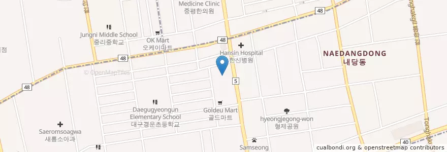 Mapa de ubicacion de 아세아병원 en Korea Selatan, Daegu, 서구, 달서구, 내당동.