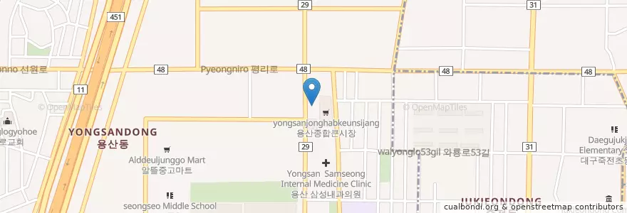 Mapa de ubicacion de 박기수내과 en Республика Корея, Тэгу, 달서구, 용산동.