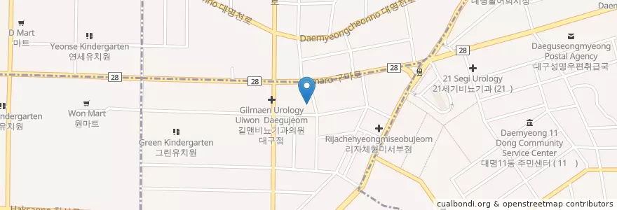 Mapa de ubicacion de 우리들산부인과 en 大韓民国, 大邱, 達西区.