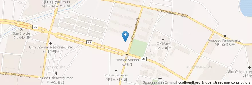 Mapa de ubicacion de 시지권내과 en Республика Корея, Тэгу, 수성구, 고산동.
