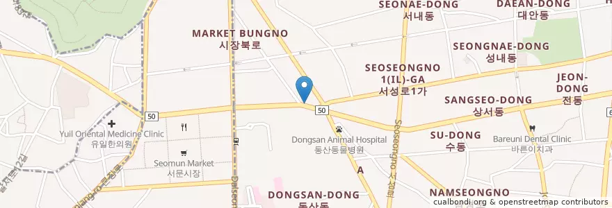 Mapa de ubicacion de 아람들한의원 en Coreia Do Sul, Daegu, 중구, 성내동.