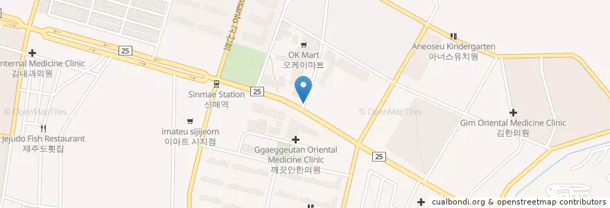 Mapa de ubicacion de 난초꽃피다 임앤오안과 en 韩国/南韓, 大邱, 壽城區, 고산동.