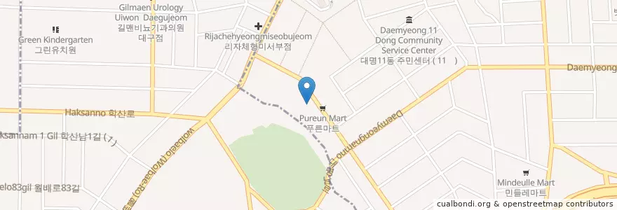 Mapa de ubicacion de 지용경희한의원 en Güney Kore, Daegu, 남구, 대명동.