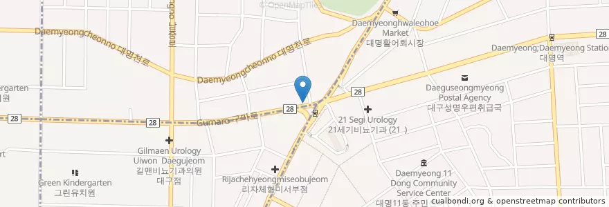 Mapa de ubicacion de 곽치과병원 en 대한민국, 대구, 달서구.