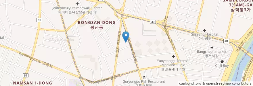 Mapa de ubicacion de 내이치과병원 en Güney Kore, Daegu, 중구, 대봉동.
