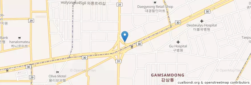 Mapa de ubicacion de 에프엠치과병원 en كوريا الجنوبية, ديغو, 달서구, 감삼동.