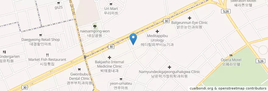 Mapa de ubicacion de 미래안과의원 en 大韓民国, 大邱, 達西区, 두류동.