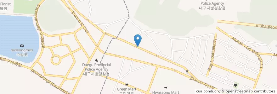 Mapa de ubicacion de Isuuigwa Animal Hospital en South Korea, Daegu, Suseong-Gu, Jisan-Dong.