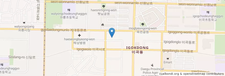 Mapa de ubicacion de 엘르산부인과 en 대한민국, 대구, 달서구, 이곡동.
