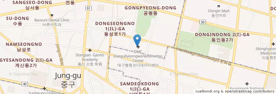 Mapa de ubicacion de DMC대구병원코디네이터센터 en Korea Selatan, Daegu, 중구, 성내동.