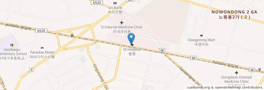 Mapa de ubicacion de M병원 en 대한민국, 대구, 서구.