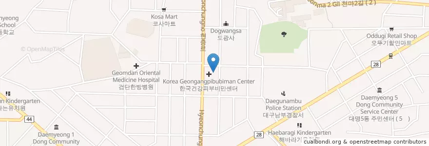 Mapa de ubicacion de 한국건강피부비만센터 en 大韓民国, 大邱, 南区, 대명동.
