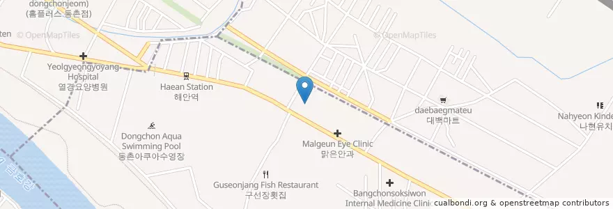 Mapa de ubicacion de 강남병원 en 대한민국, 대구, 동구, 방촌동.