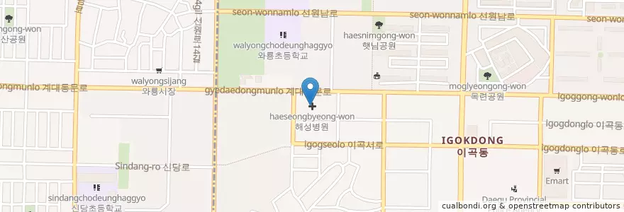 Mapa de ubicacion de 해성병원 en Güney Kore, Daegu, 달서구, 이곡동.