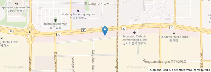 Mapa de ubicacion de 대구한마음병원 en 大韓民国, 大邱, 達西区, 신당동.