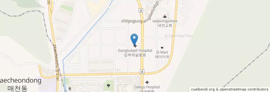 Mapa de ubicacion de 강북제일병원 en 大韓民国, 大邱, 北区, 태전동.