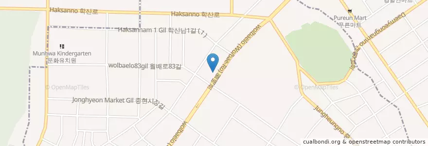 Mapa de ubicacion de Gayagidok Hospital en South Korea, Daegu, Dalseo-Gu, Songhyeon-Dong.