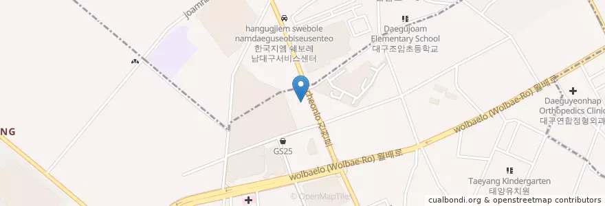 Mapa de ubicacion de 아이꿈터아동병원 en Corée Du Sud, Daegu, 달서구, 진천동.