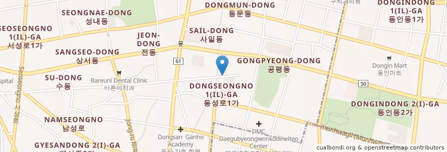 Mapa de ubicacion de 이경호성형외과 en كوريا الجنوبية, ديغو, 중구, 성내동.