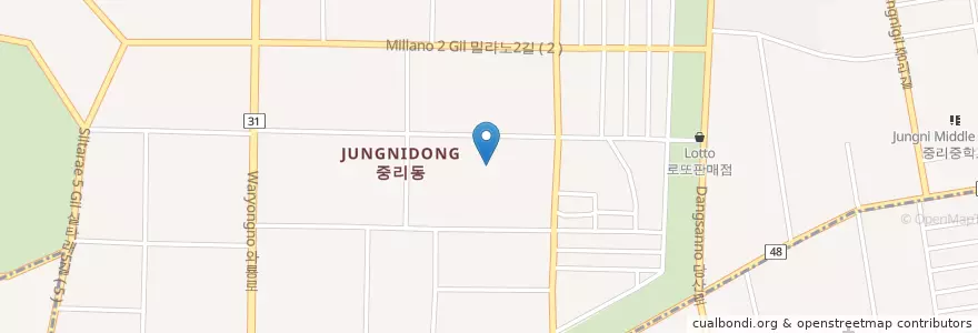 Mapa de ubicacion de 큰사랑요양병원 en 韩国/南韓, 大邱, 西區, 상중이동.