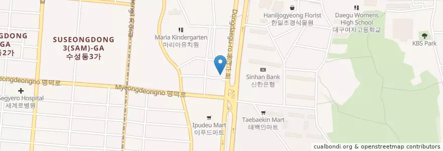 Mapa de ubicacion de 여성메디파크병원 en Zuid-Korea, Daegu, 수성구, 범어동.