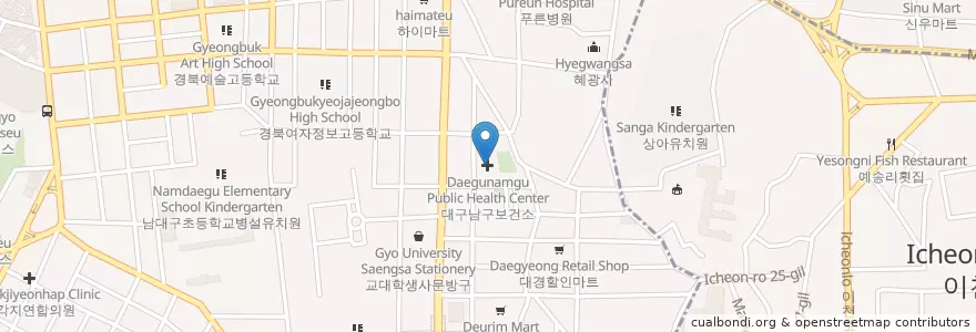 Mapa de ubicacion de 대구남구보건소 en Corea Del Sur, Daegu, 남구.