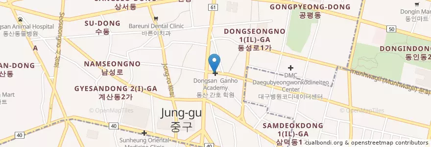 Mapa de ubicacion de 동산 간호 학원 en Республика Корея, Тэгу, 중구, 성내동.