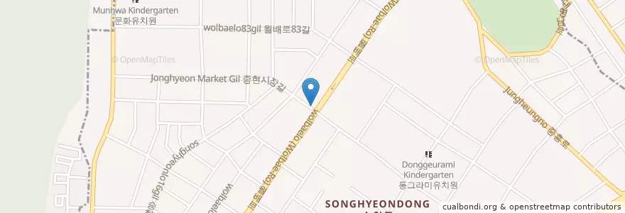 Mapa de ubicacion de 하얀치과의원 en كوريا الجنوبية, ديغو, 달서구, 송현동.