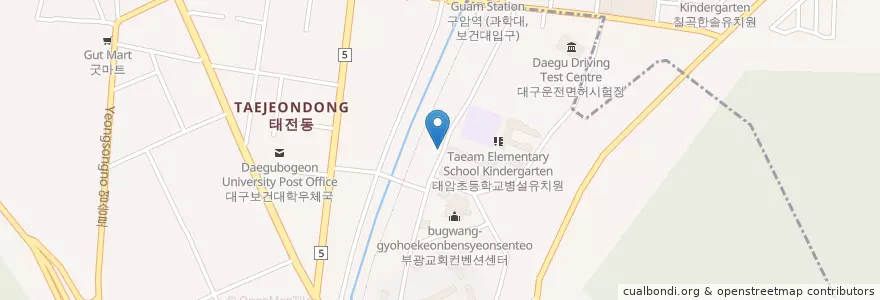 Mapa de ubicacion de 다정한치과 en Güney Kore, Daegu, 북구, 태전동.
