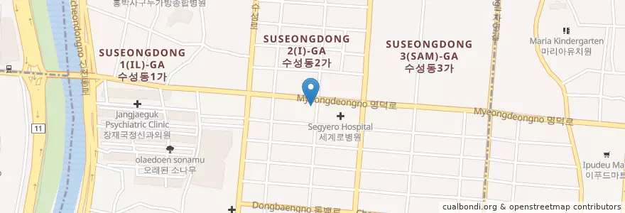 Mapa de ubicacion de 혁거세병원 en 大韓民国, 大邱, 寿城区, 수성동.