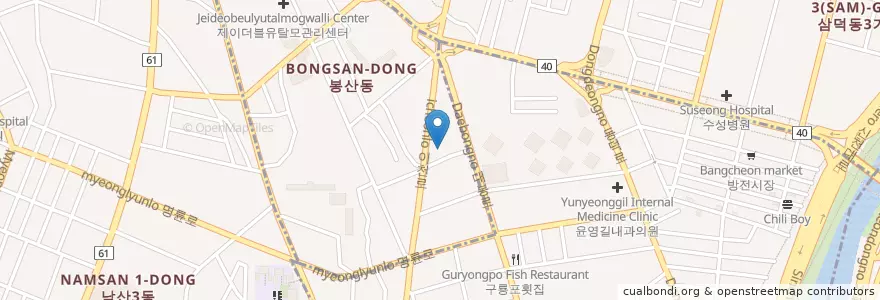 Mapa de ubicacion de Neulyeollinseongmo Hospital en South Korea, Daegu, Jung-Gu, Daebong-Dong.