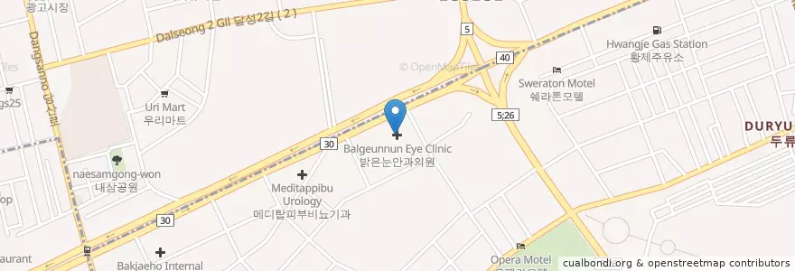 Mapa de ubicacion de 밝은눈안과의원 en Südkorea, Daegu, Dalseo-Gu, Duryu-Dong.