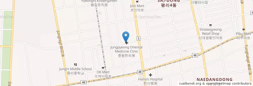 Mapa de ubicacion de 중평한의원 en 대한민국, 대구, 서구.
