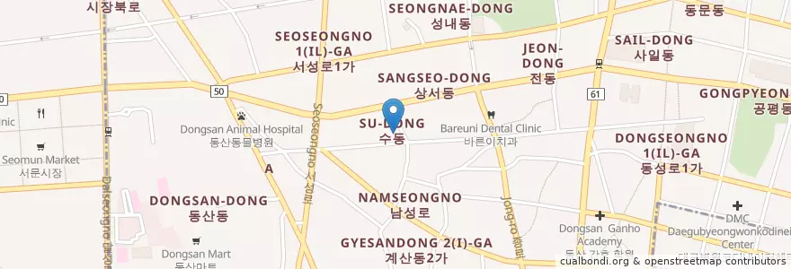 Mapa de ubicacion de 다경한의원 en 대한민국, 대구, 중구, 성내동.