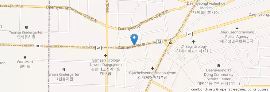 Mapa de ubicacion de 서대구산부인과의원 en Zuid-Korea, Daegu, 달서구.