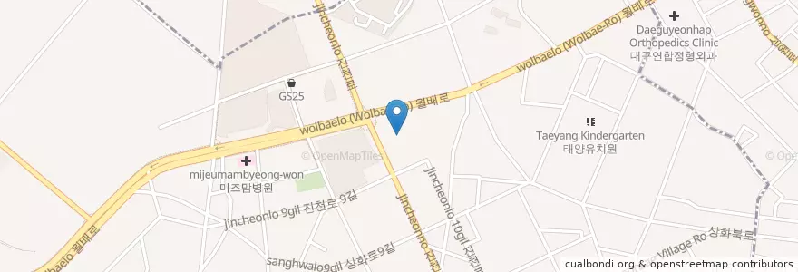 Mapa de ubicacion de 선비뇨기과 en Corée Du Sud, Daegu, 달서구, 진천동.