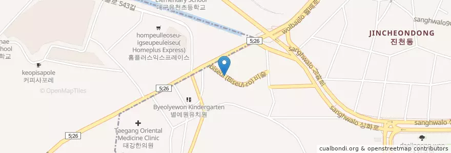 Mapa de ubicacion de 편한세상한의원 대구센터 en 대한민국, 대구, 진천동.