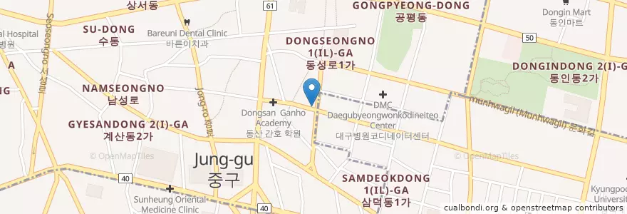 Mapa de ubicacion de 가가성형외과 en 대한민국, 대구, 중구, 성내동.