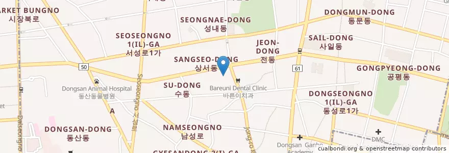 Mapa de ubicacion de 김성조성형외과 en کره جنوبی, دائجو, 중구, 성내동.