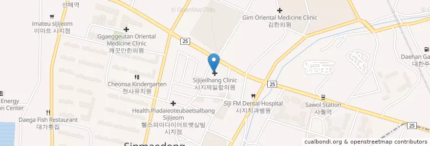 Mapa de ubicacion de 시지제일항의원 en Korea Selatan, Daegu, 수성구, 고산동, 고산동.