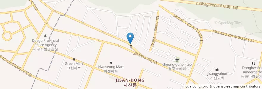 Mapa de ubicacion de 정동물병원 en 韩国/南韓, 大邱, 壽城區, 지산동.