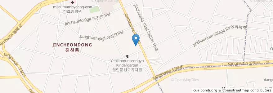 Mapa de ubicacion de 대곡동물병원 en Güney Kore, Daegu, 달서구, 진천동.