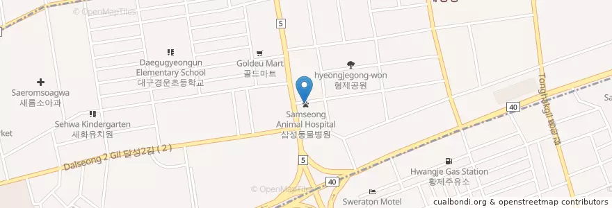 Mapa de ubicacion de 삼성동물병원 en Coreia Do Sul, Daegu, 서구, 달서구, 내당동.