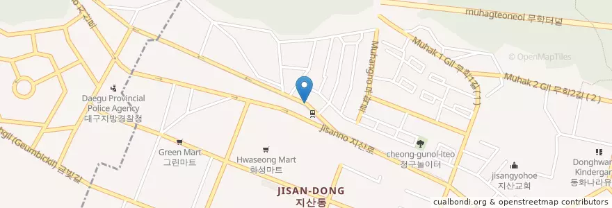 Mapa de ubicacion de Jisan Animal Hospital en South Korea, Daegu, Suseong-Gu, Jisan-Dong.