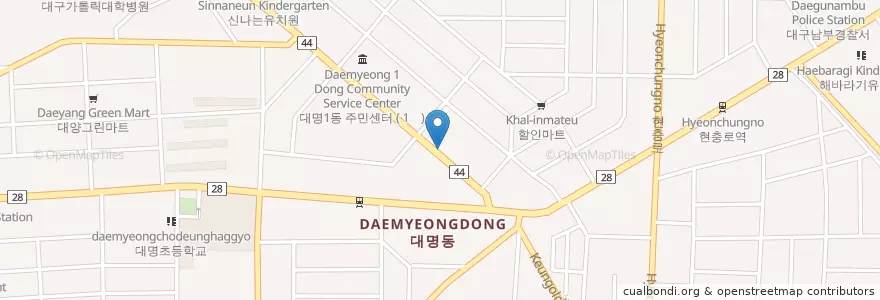 Mapa de ubicacion de 남부동물병원 en کره جنوبی, دائجو, 남구, 대명동.