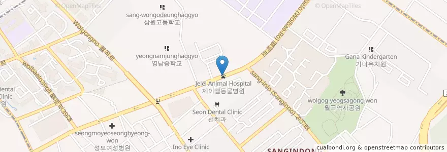 Mapa de ubicacion de 해인동물병원 en کره جنوبی, دائجو, 달서구, 상인동.