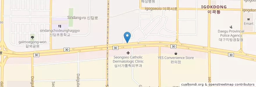 Mapa de ubicacion de 미르동물병원 en Coreia Do Sul, Daegu, 달서구, 이곡동.