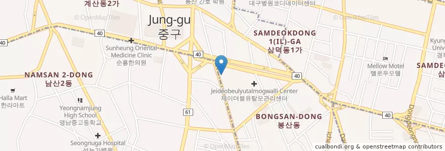Mapa de ubicacion de 중부동물병원 en Coreia Do Sul, Daegu, 중구, 성내동.
