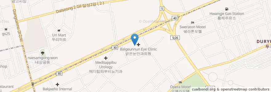 Mapa de ubicacion de 광장동물병원 en 韩国/南韓, 大邱, 達西區, 두류동.